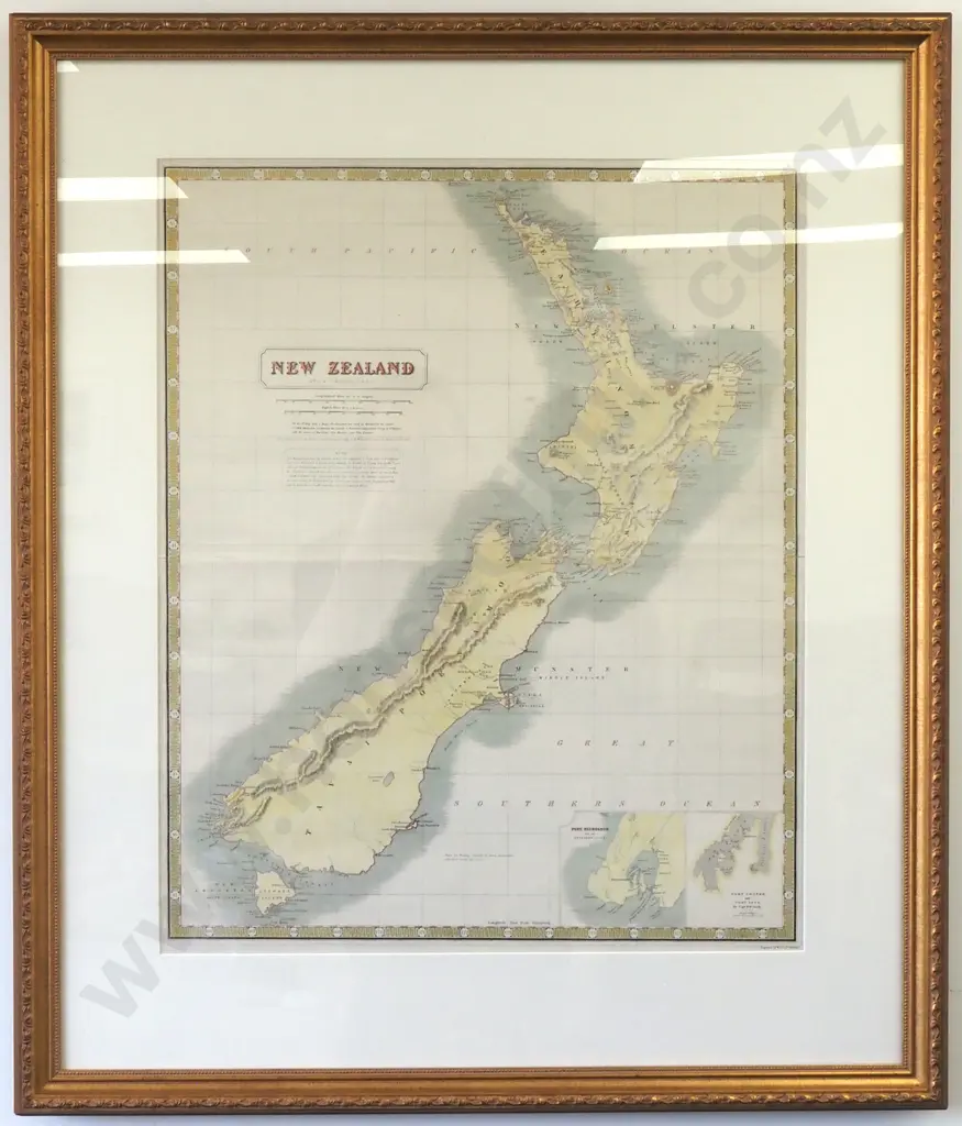 Framed Vintage Map of New Zealand by A K Johnson F.R.G.S. Image 1++