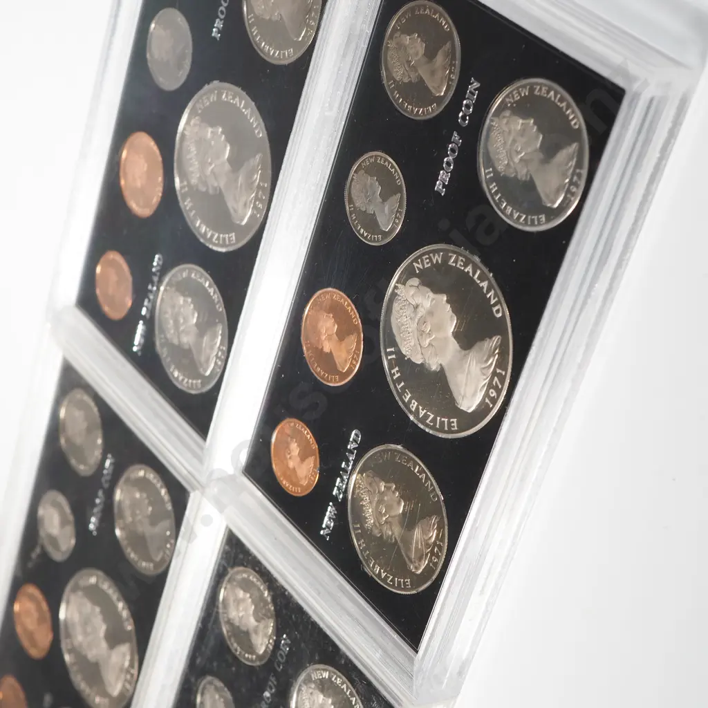Four New Zealand 1971 Proof Coin Sets - CV $300 NZD  Image 1++