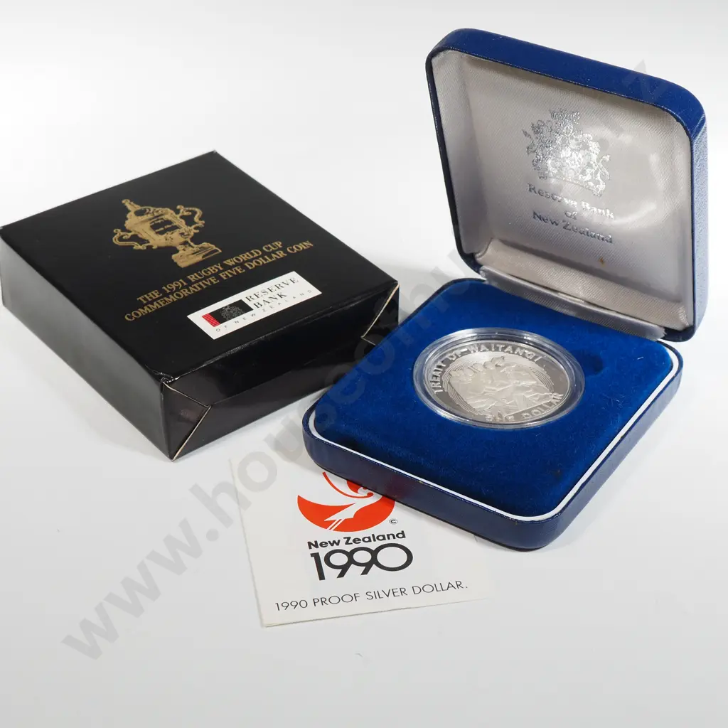 Two New Zealand Proof Sterling Silver Coins 1990 / 1991 Image 1++