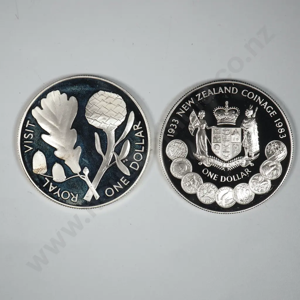1981 & 1983 New Zealand Silver One Dollar Proof Coins - Uncased  Image 1++