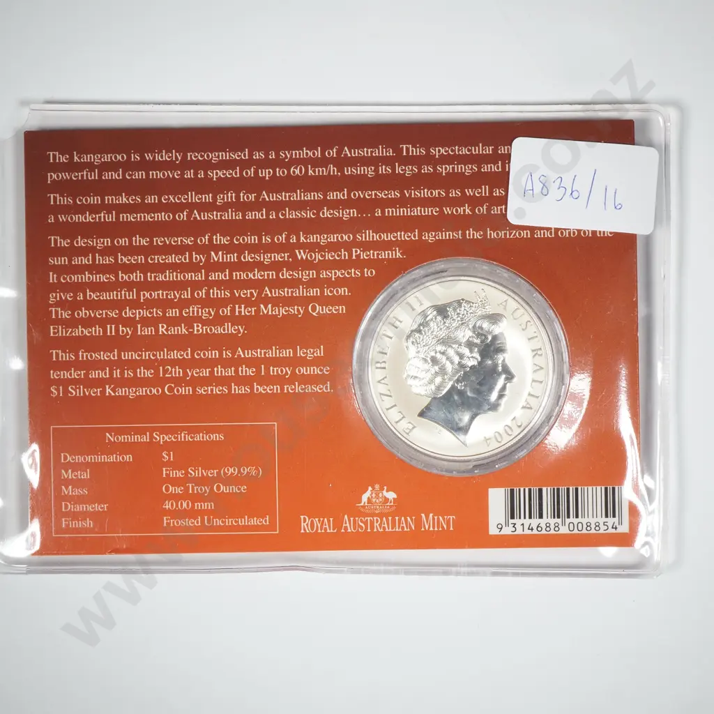 2004 Silver Kangaroo One Ounce Silver Coin  Image 1++