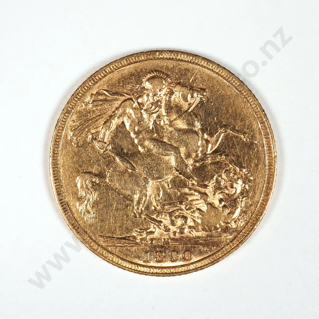 1890 Melbourne Full Sovereign  Image 1++