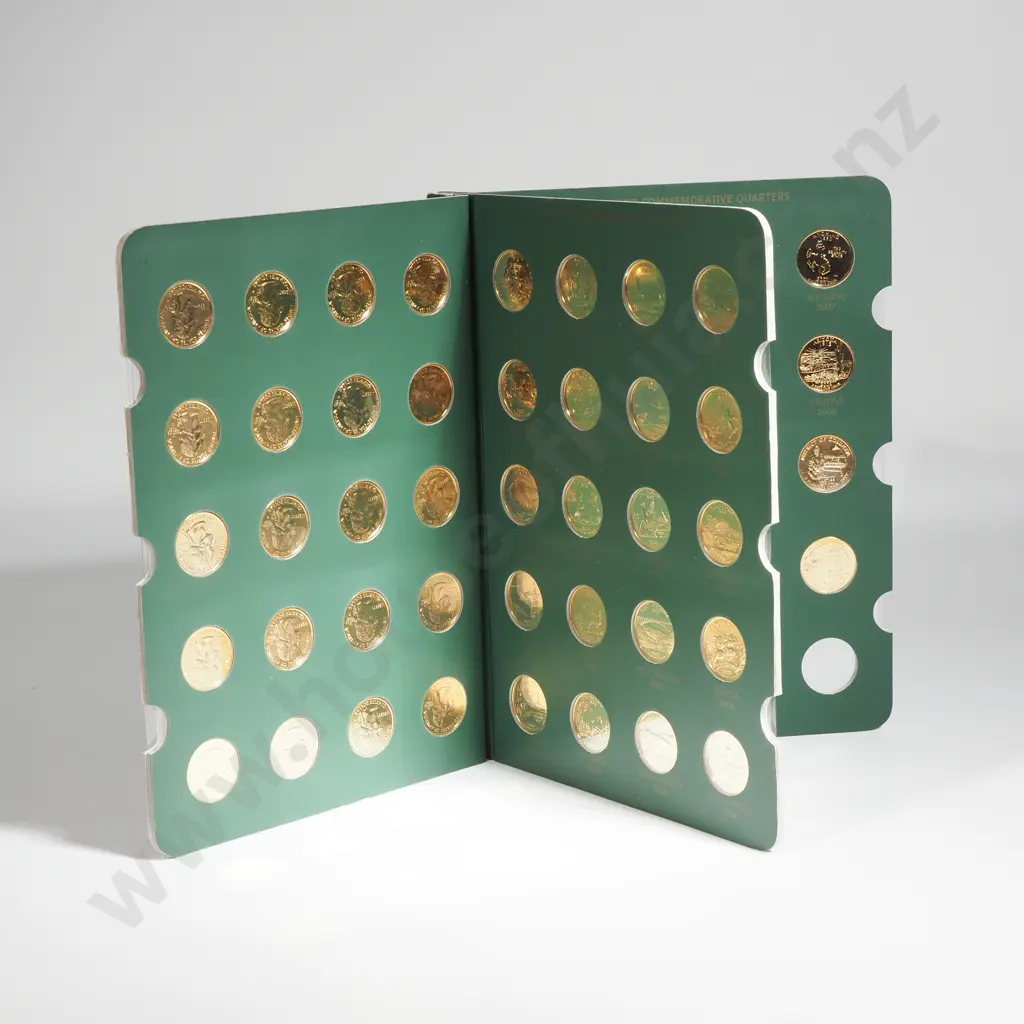 Album of Gold Plated USA State Quarters - Complete Set of 50 States Plus 6 Territories  Image 1++