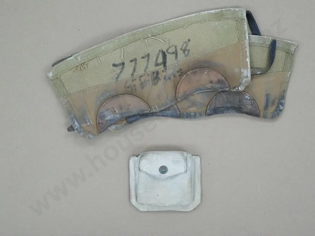 Pair of 1937 Pattern Gaiters Painted White. 1937 Pattern Ammo Pouch Painted White. Image 1++