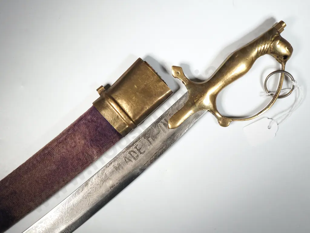 Replica Short Indian  Sword w Velvet Scabbard & Brass Mounts. Image 1++