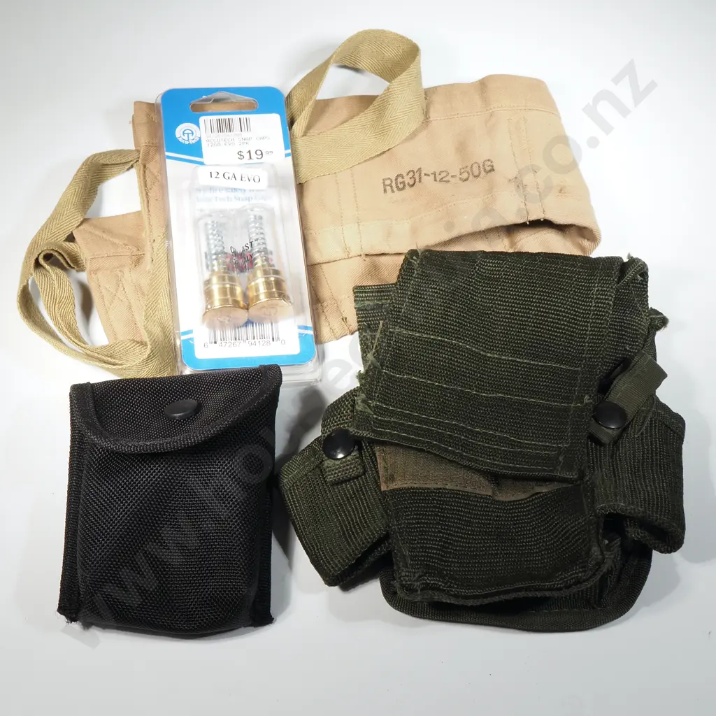 12 Gauge Snap Caps & Vietnam Period Ammo Pouch & Ammo Pouch & Black Webbing PPE Pouch Image 1++