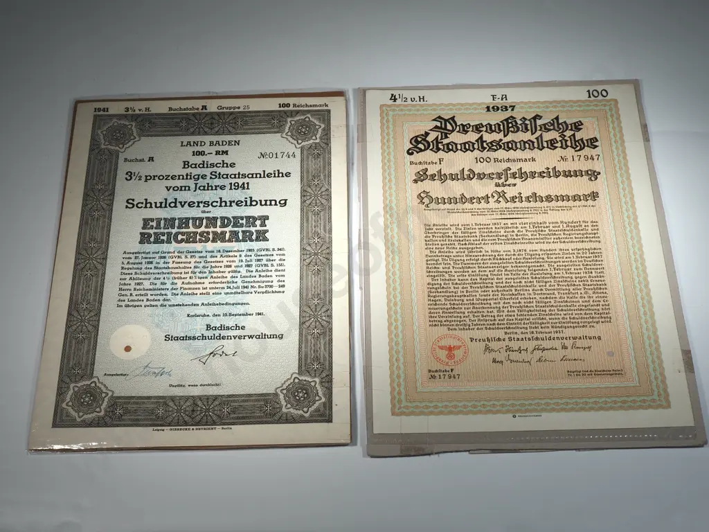 Two WW2 Period German Bearer Shares  Image 1++