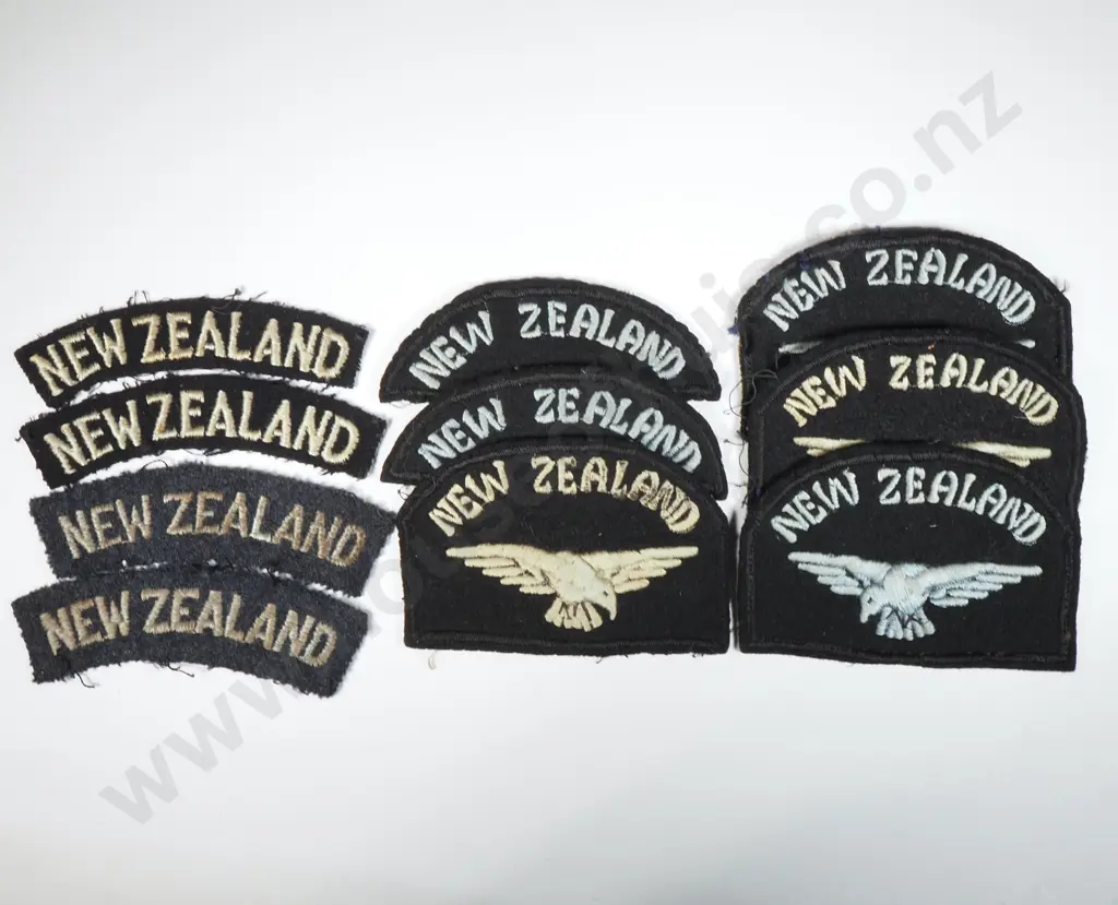 Ten RNZAF Cloth Shoulder Titles - WWII Period. Image 1++