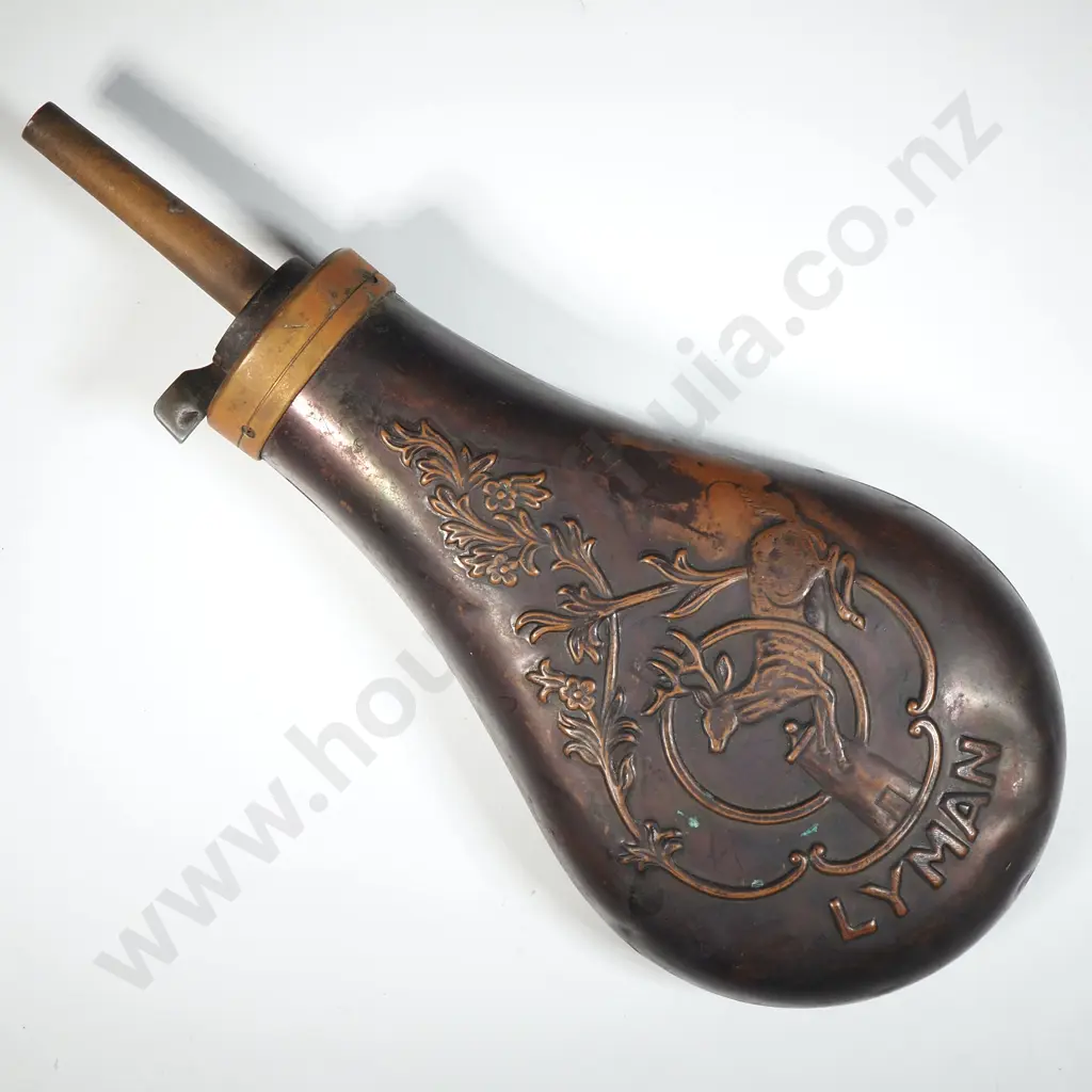 Brass & Copper Lyman Powder Flask. Image 1++
