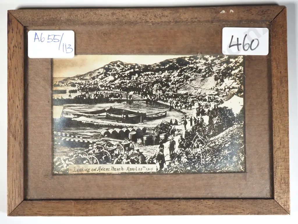 Postcard Sized Framed Photograph of Gallipoli Landing April 25 1915. Image 1++