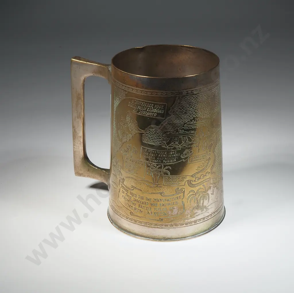 Silver Plate Brass Tankard Made From Salvaged Brass From Battlefields of North Africa. Image 1++