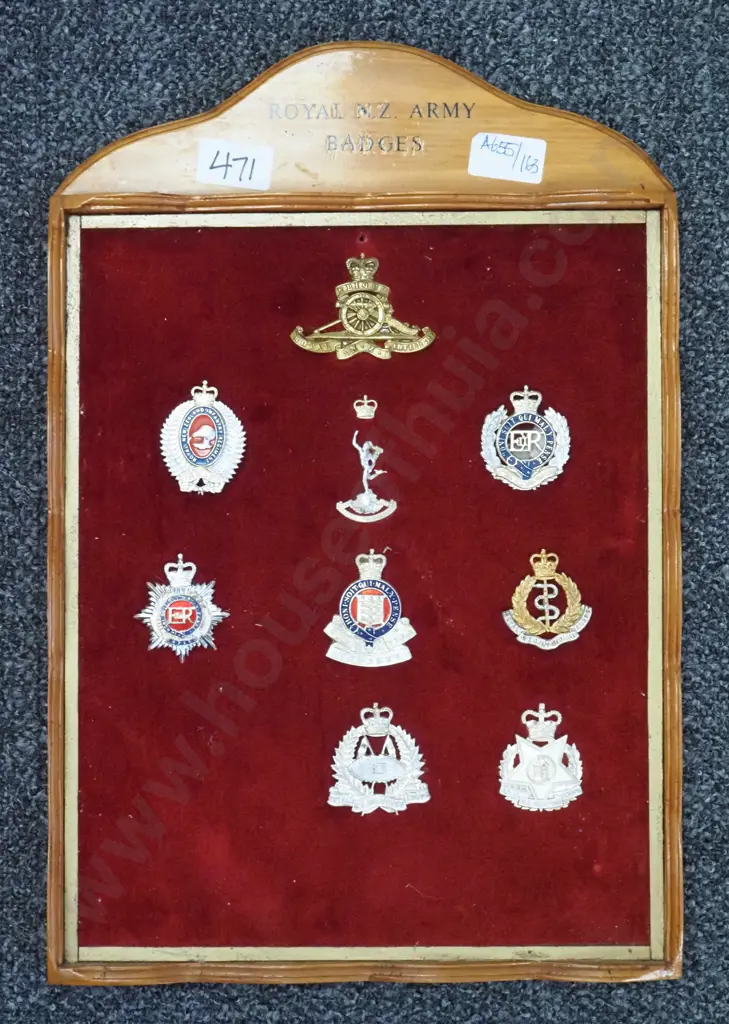 Nine Framed NZ Army Badges. Image 1++