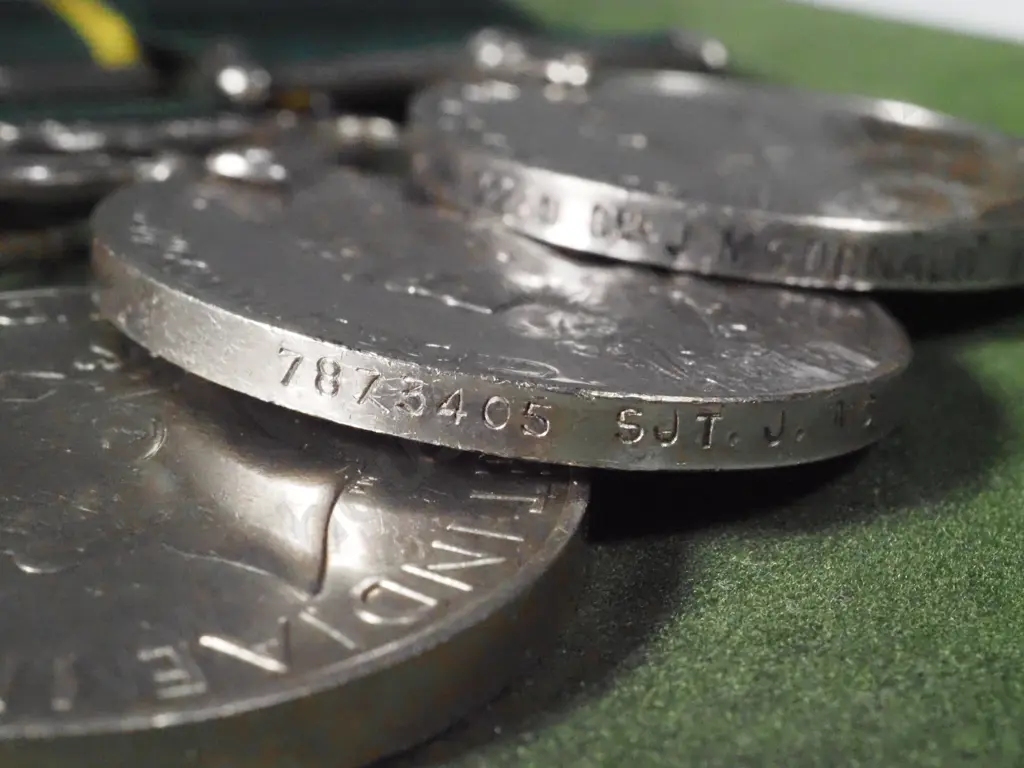 GB WWII Medal Group of Five - K.O.Scottish Borders & Dog Tag on Shaved Penny. Image 1++