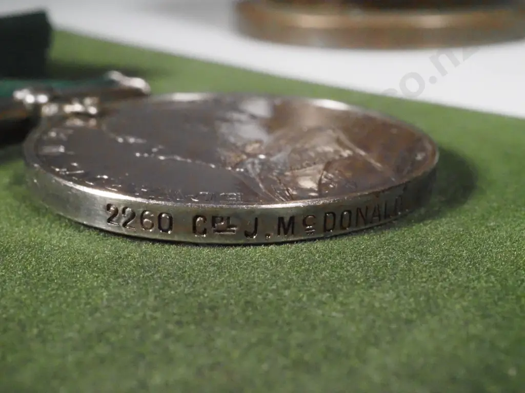 GB WWII Medal Group of Five - K.O.Scottish Borders & Dog Tag on Shaved Penny. Image 1++