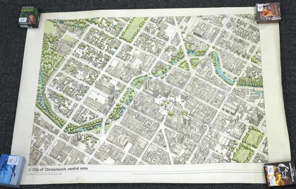 Axonometric Perspective Map of Christchurch 1978. Image 1++