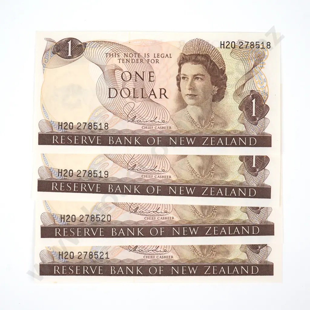 Four Consecutive One Dollar Hardie Type I Banknotes - AUNC Image 1++