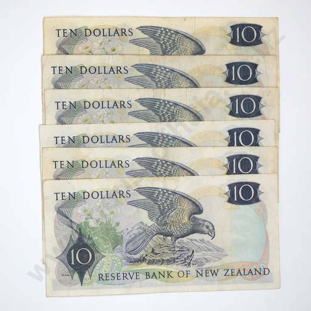 Five Ten Dollar Hardie Type I Banknotes - Various Prefixes - Fine or Better  Image 1++