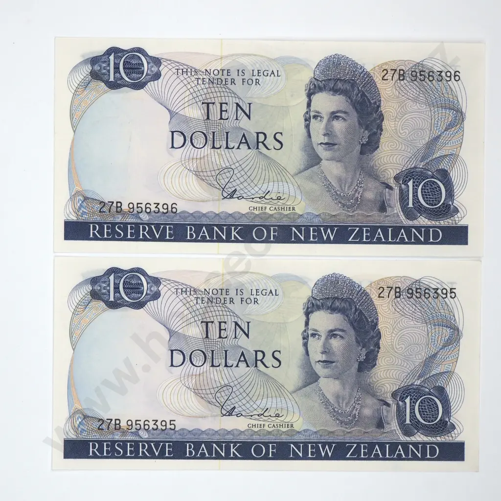 Consecutive Pari of Ten Dollar Hardie Type I Banknotes - AUNC Total CV $250 Image 1++