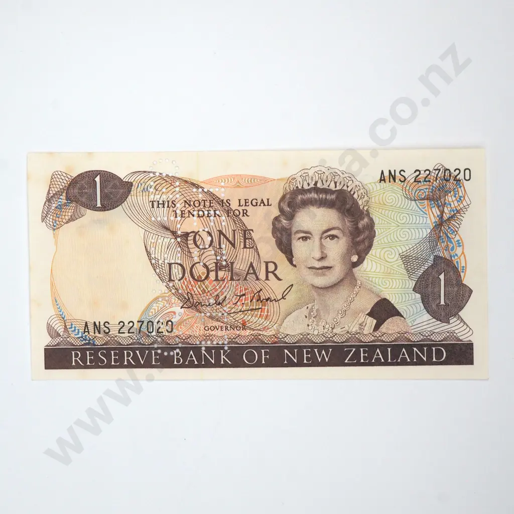 New Zealand Brash Last Prefix One Dollar Banknote "Canceled 11  2 91"  Image 1++