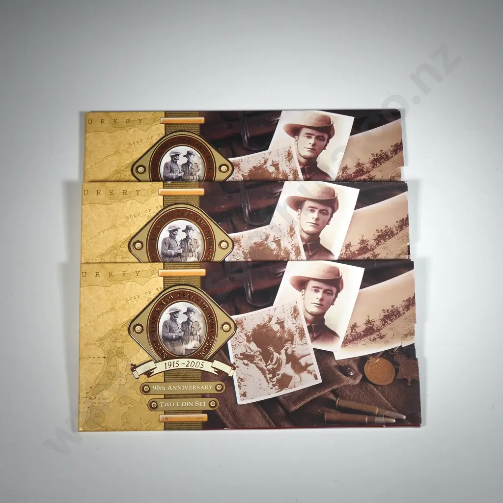 Three 2005 90th Anniversary Two Coin ANZAC Sets  Image 1++