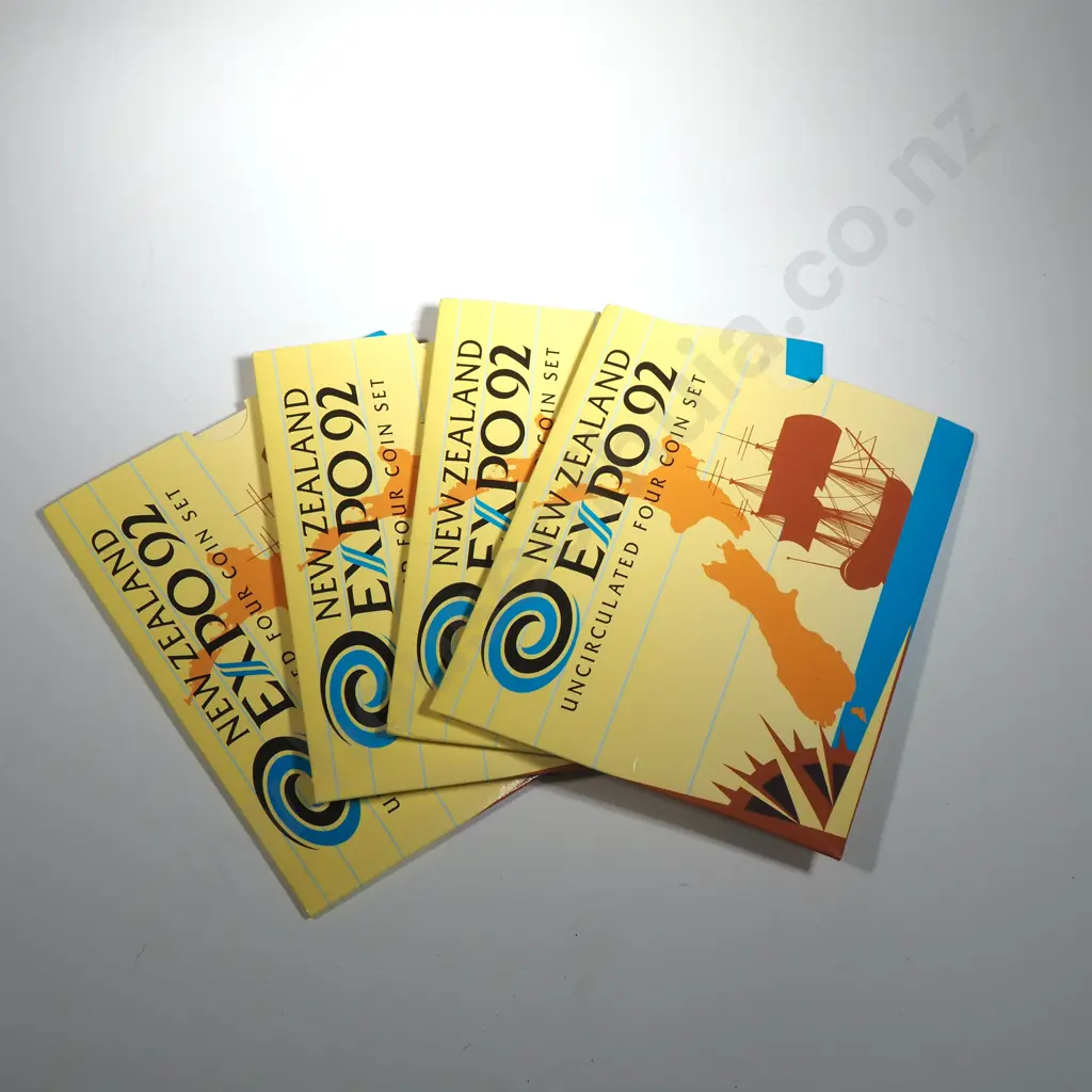 Four 1992 New Zealand Four Five Dollar UNC Coin Sets  Image 1++