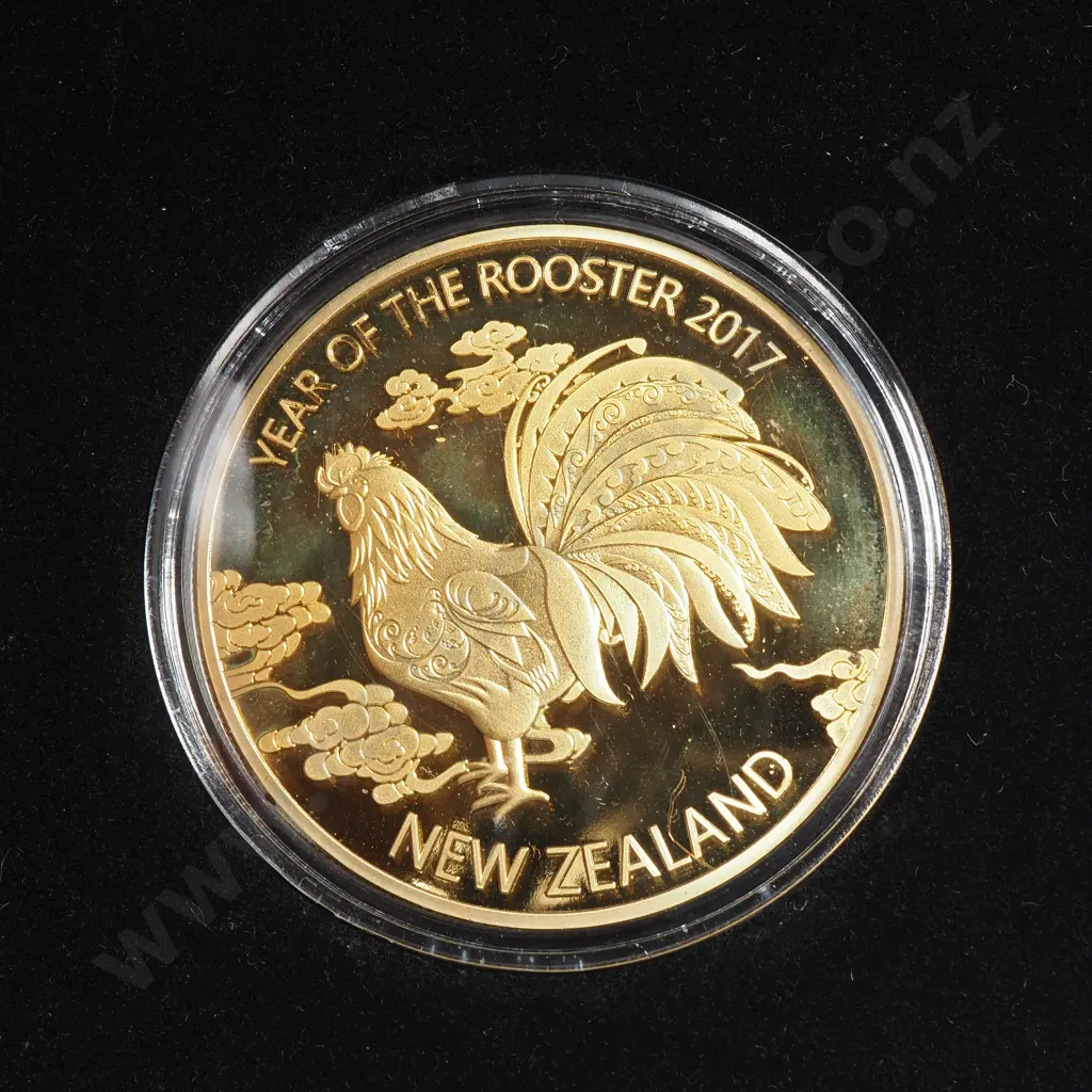 2017 Year of the Rooster Gold Plated Medallion  Image 1++
