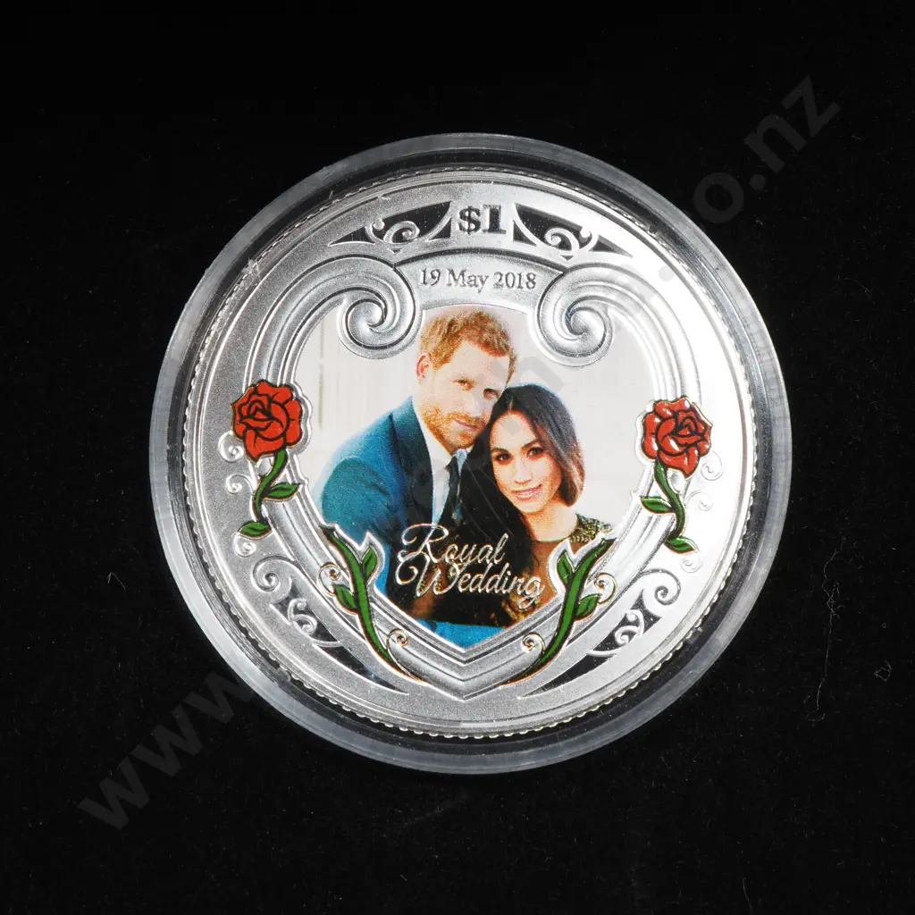2018 New Zealand Harry & Meghan Silver Proof Ounce Coin  Image 1++