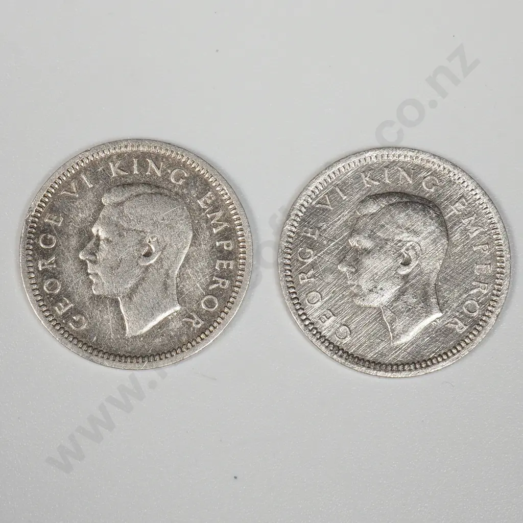 Two New Zealand 50% Silver Threepence Coins in Better Grades  Image 1++