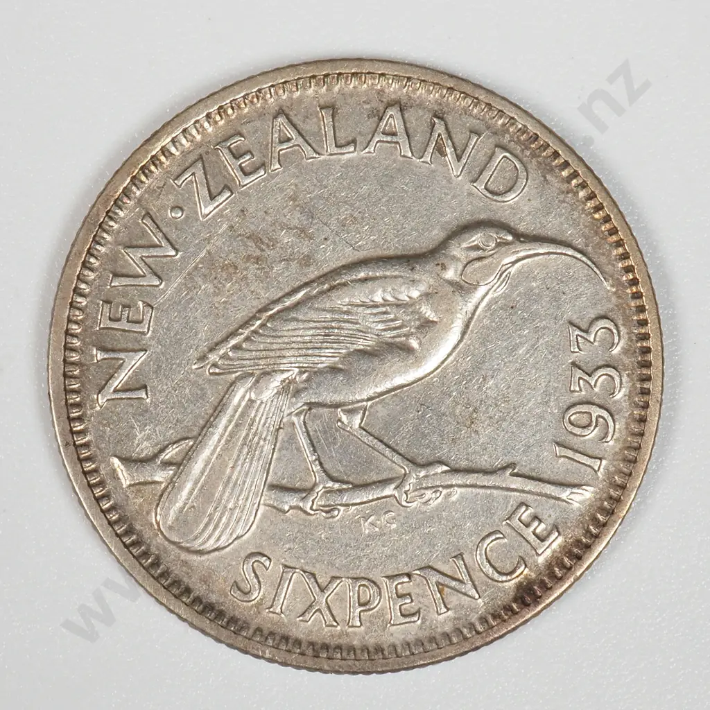 1933 New Zealand Sixpence - Better Grade  Image 1++