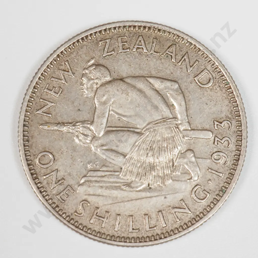 1933 New Zealand One Shilling Coin - Better Grade  Image 1++
