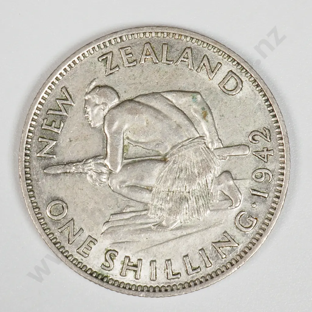 1942 New Zealand One Shilling Coin - Better Grade  Image 1++