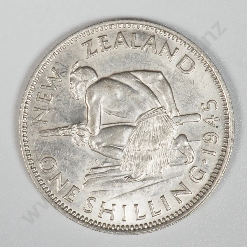 1945 New Zealand One Shilling Coin - Better Grade  Image 1++