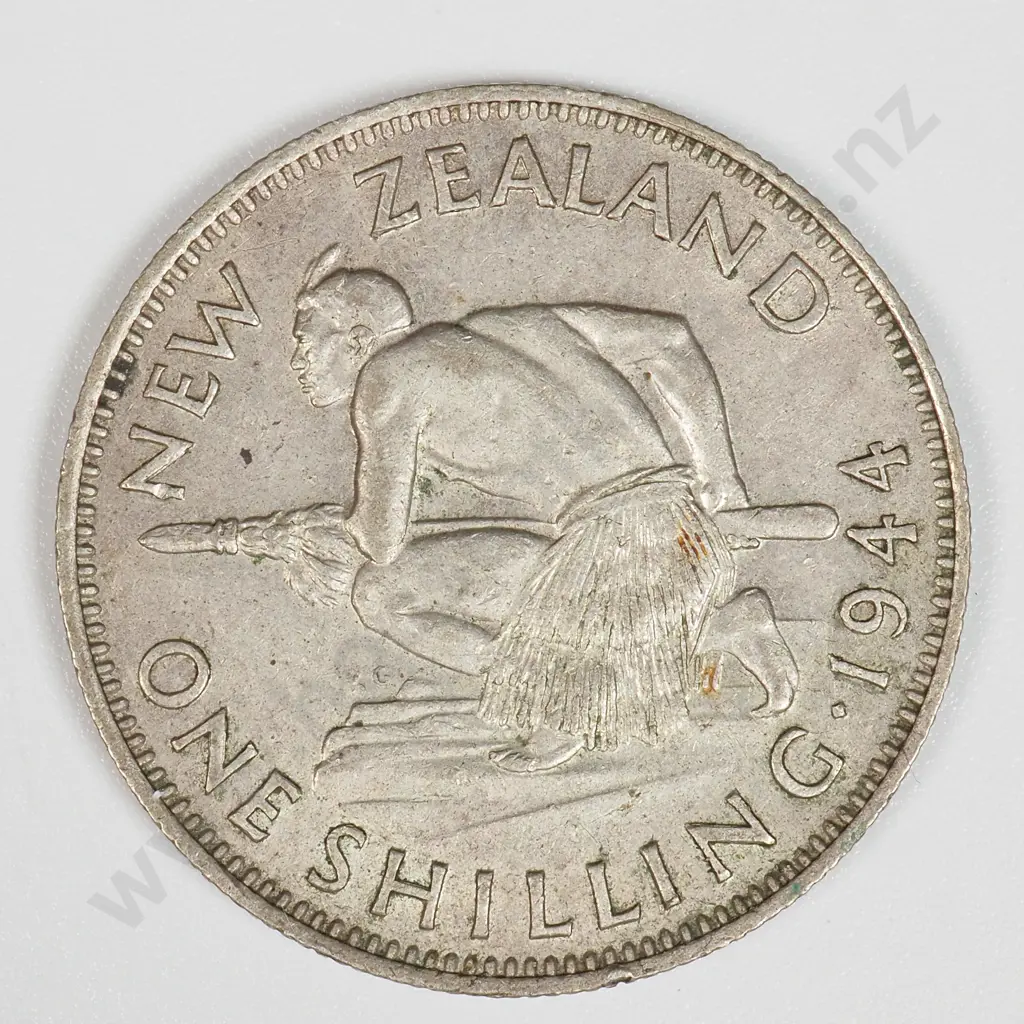 1944 New Zealand One Shilling Coin  Image 1++