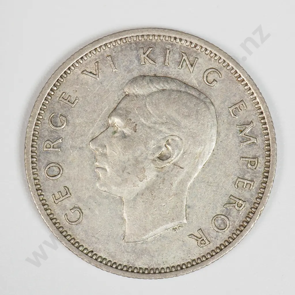 1944 New Zealand One Shilling Coin  Image 1++