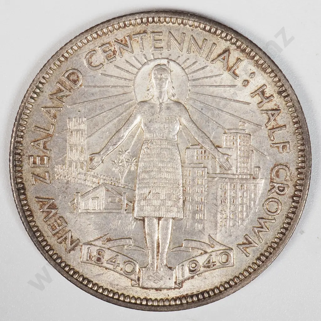 1940 New Zealand Waitangi Half Crown Image 1++