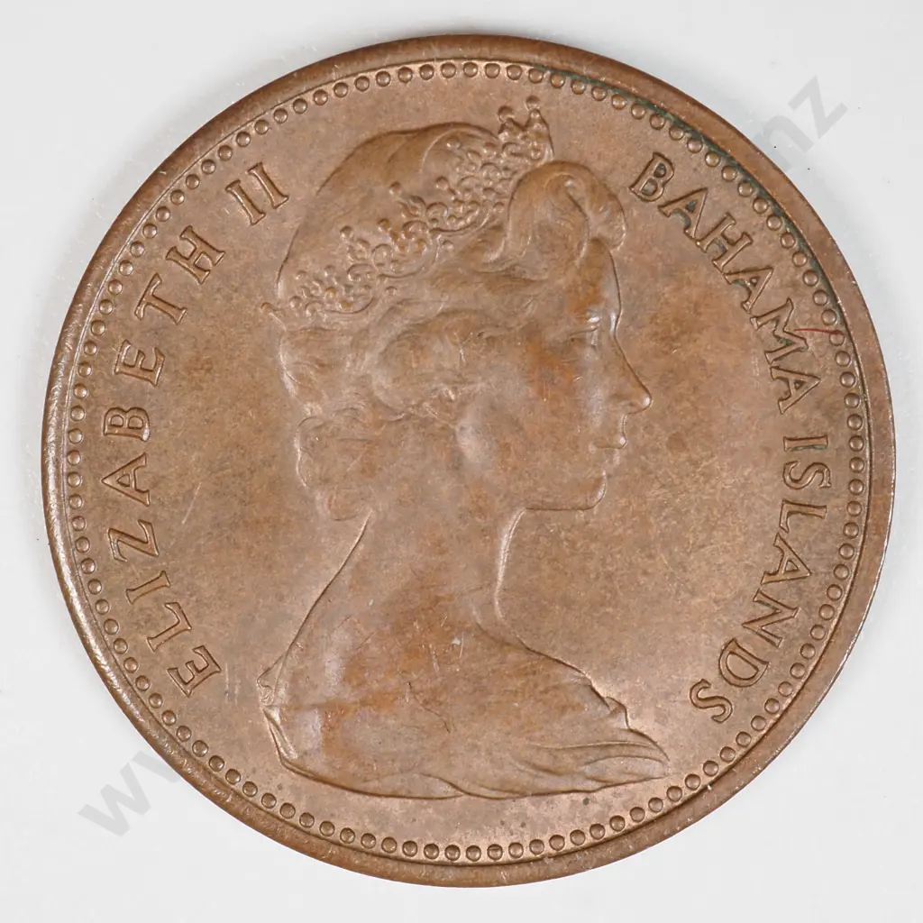 New Zealand Bahamas 2 Cents Mule Coin AUNC CV $150 Image 1++