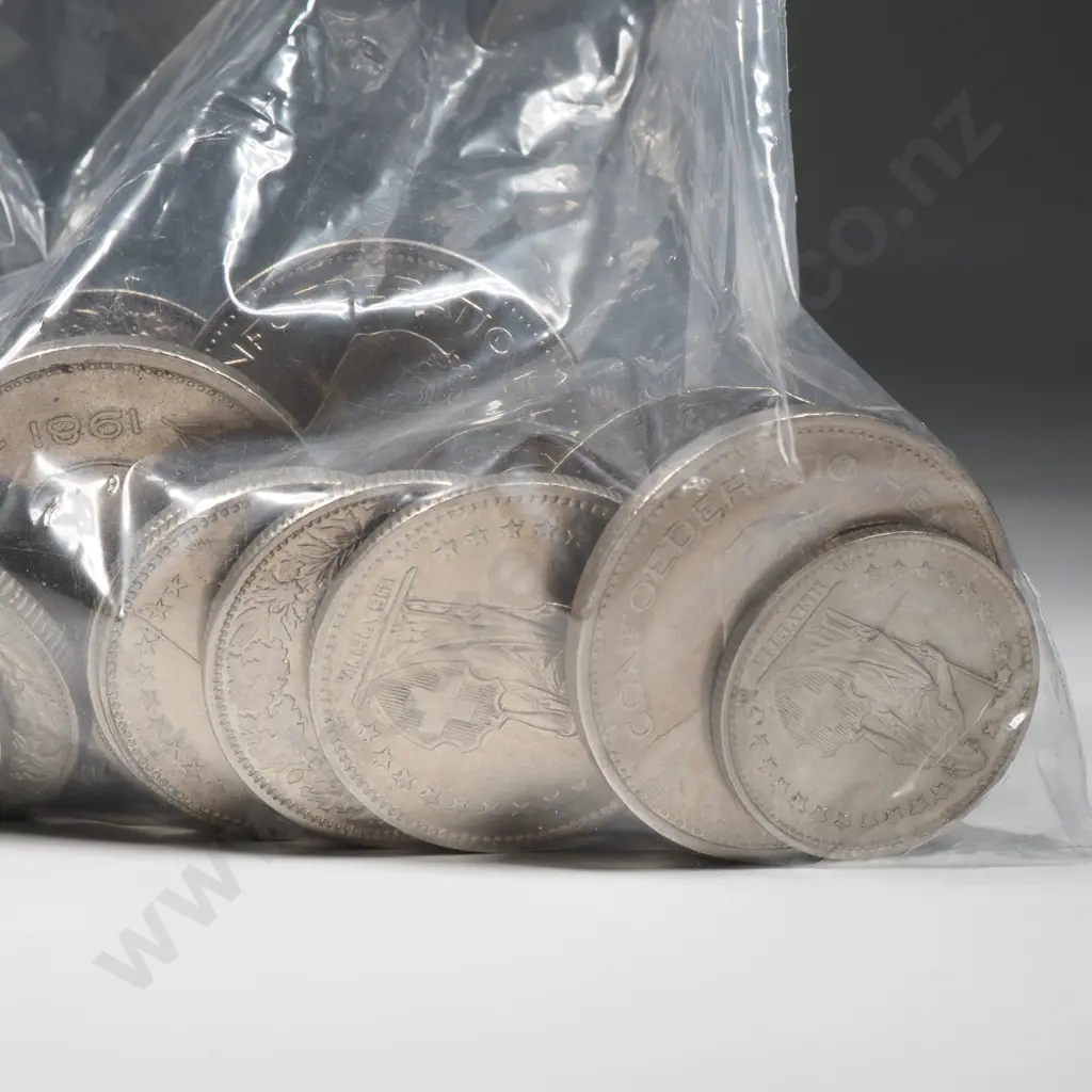 Current coins, 110 Swiss francs in ½, 1, 2 and 5 franc coins – approximate exchange rate NZD $237 Image 1++