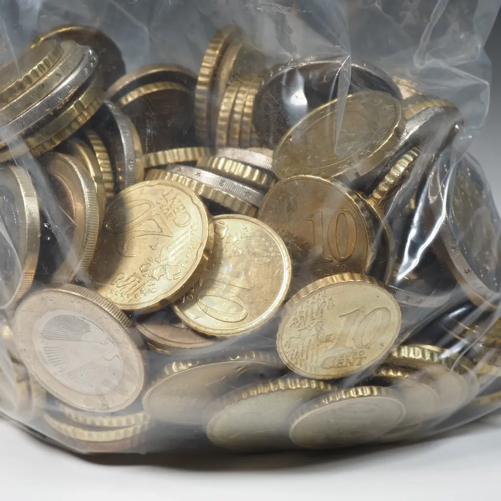 Current coins, 101 Euros in 10, 20 and 50 cents and 1 and 2 euro coins – approximate exchange rate NZD $202 Image 1++