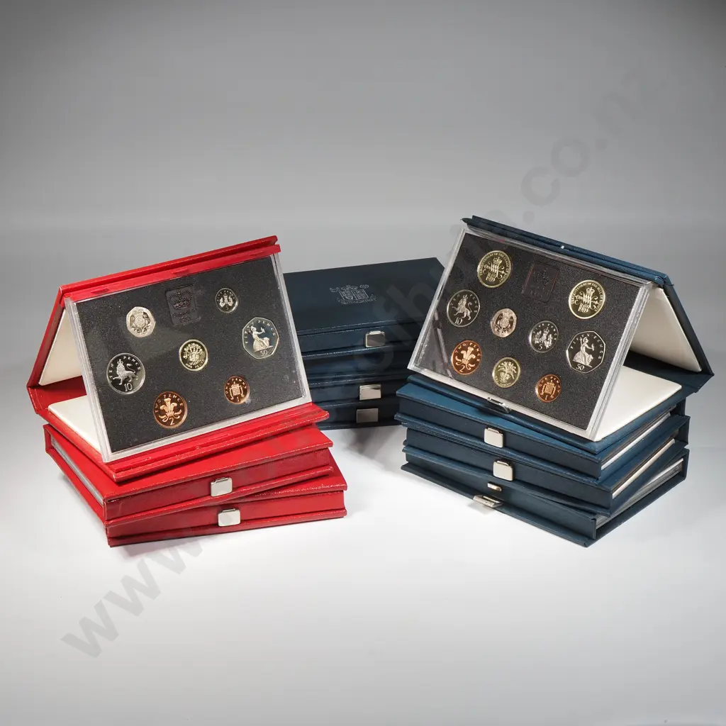 11 x UK proof coin sets. Each with COA except 1989 and 1991. Combined C.V. 276 pounds ( NZD $640 ) Image 1++