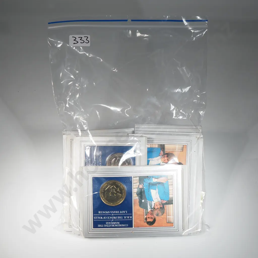 25 x UK 1981 Charles and Diana Marriage crown size 25 pence coins on cards. Combine C.V. 100 pounds ( NZD $230 Image 1++