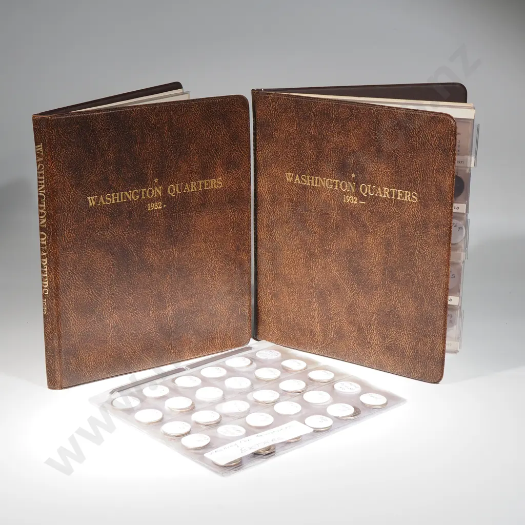 2 x albums and pages with USA Washington quarter dollars Image 1++