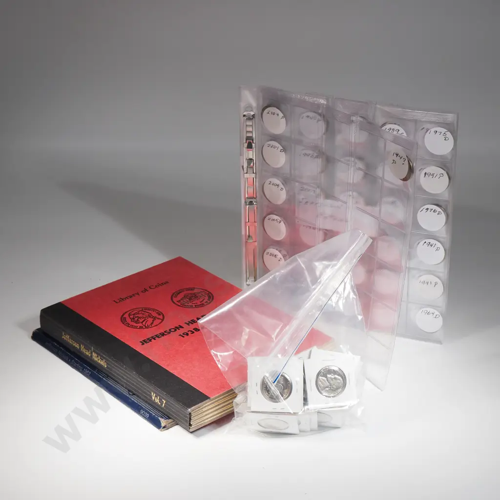 2 x albums and loose USA nickel coins including proofs Image 1++