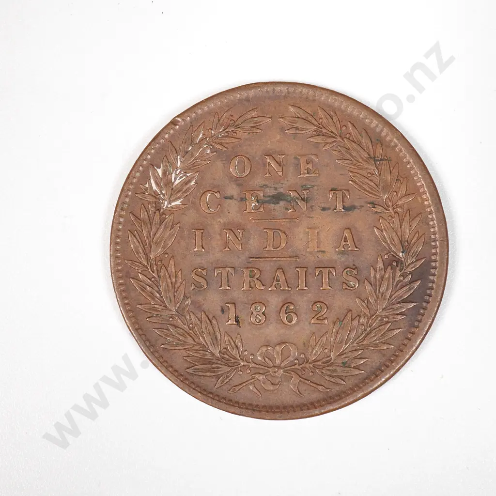 1862 India Straits One Cent Coin  Image 1++
