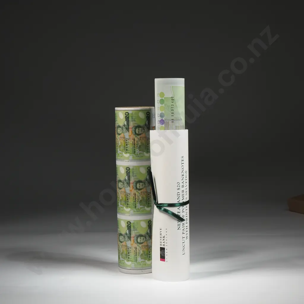Uncut Pair of New Zealand Twenty Dollar Banknotes  Image 1++