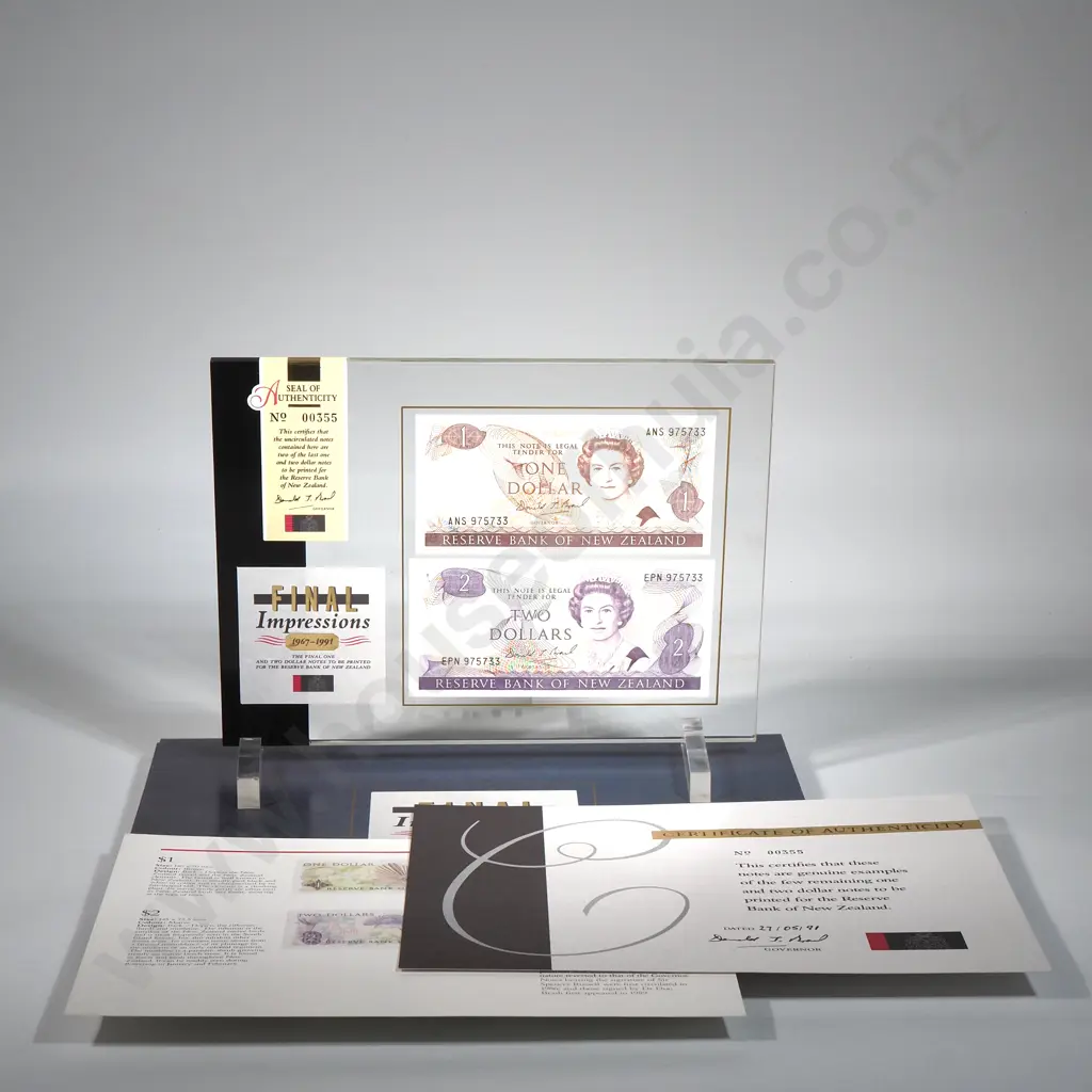 1991 Final Impressions - Final One & Two Dollar Notes to be Printed for the RBNZ Image 1++