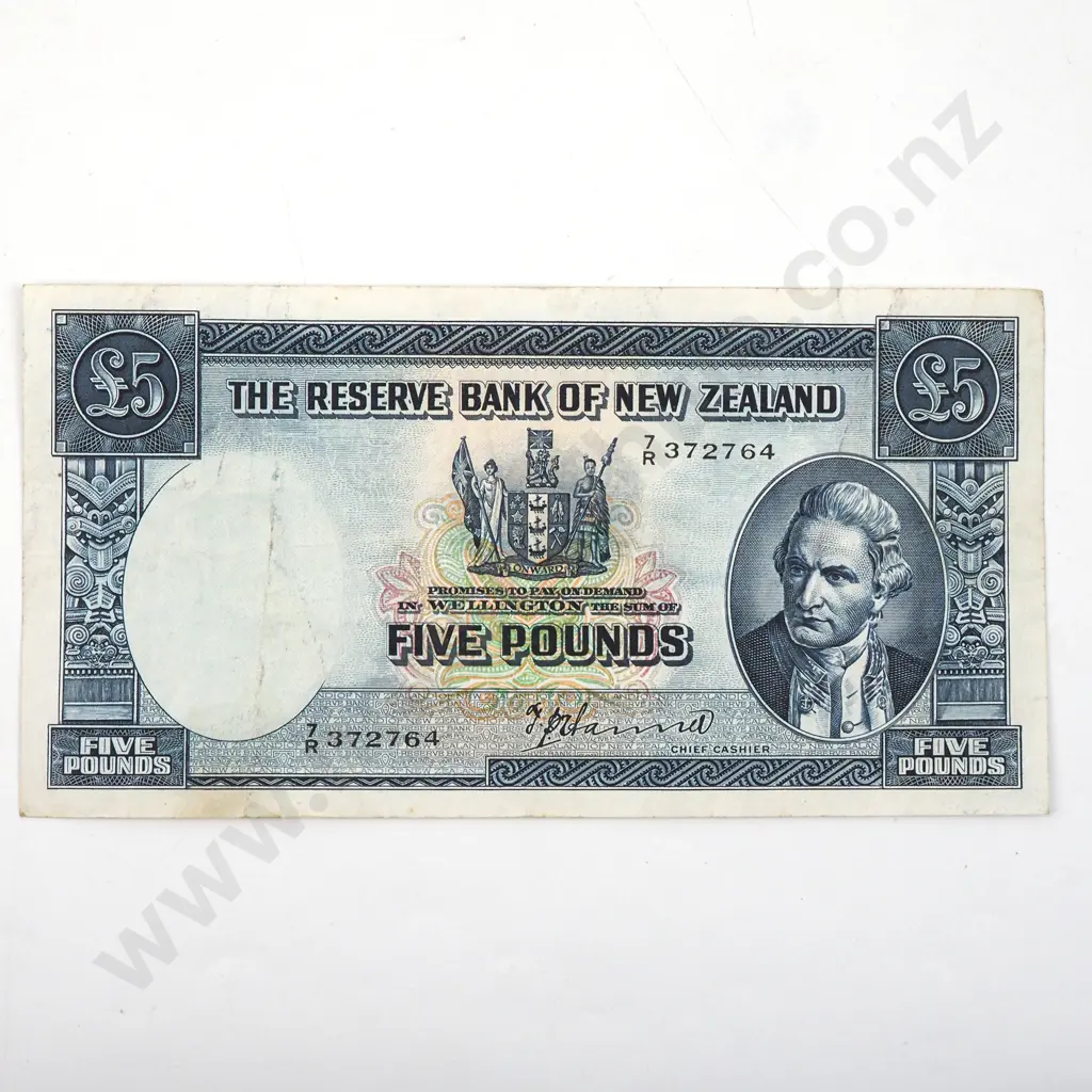 New Zealand Five Pound Hanna Banknote  Image 1++