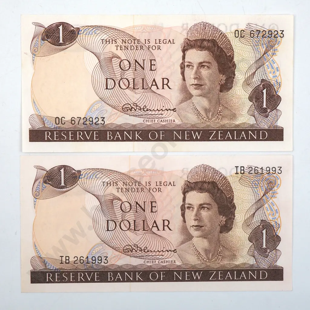 New Zealand One Dollar Fleming Banknote  Image 1++