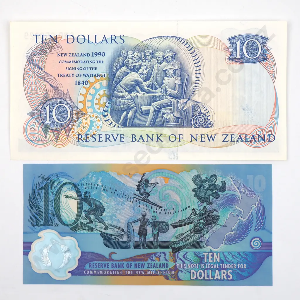 Two AUNC New Zealand Ten Dollar Banknote  Image 1++