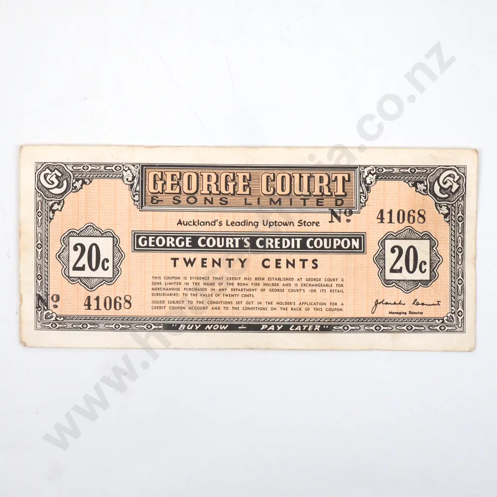 George Court & Sons 20 Cent Credit Coupon  Image 1++