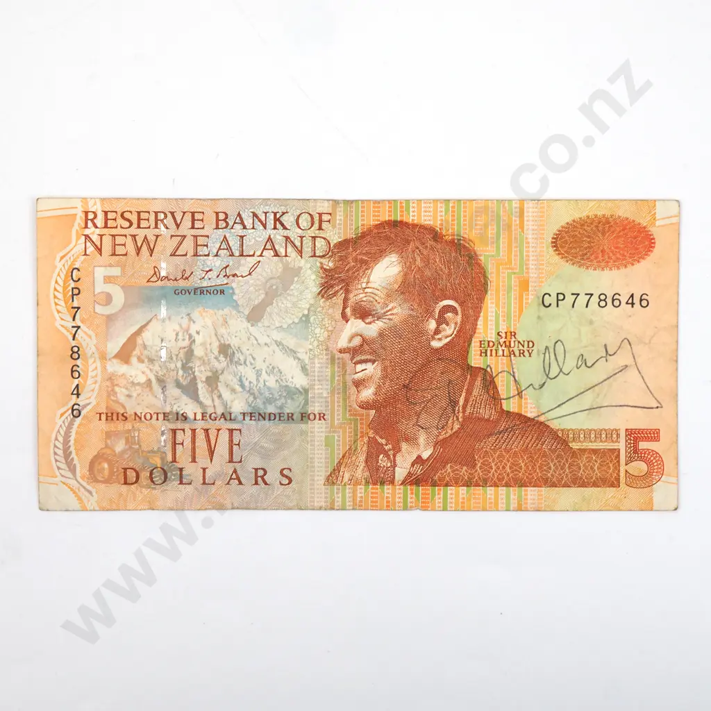 New Zealand Five Dollar Notes - Signed by Ed Hillary  Image 1++